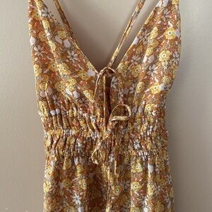 Love Tree Orange and Yellow Floral Jumpsuit